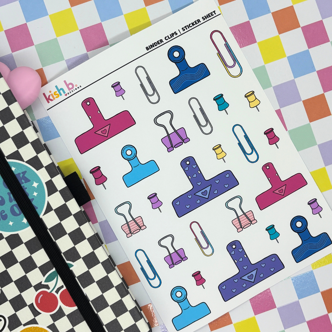 Binder Clips Sticker Sheet