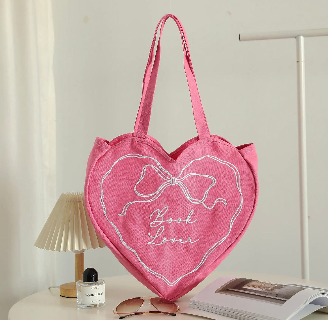Book Lover Heart Shaped Tote Bag