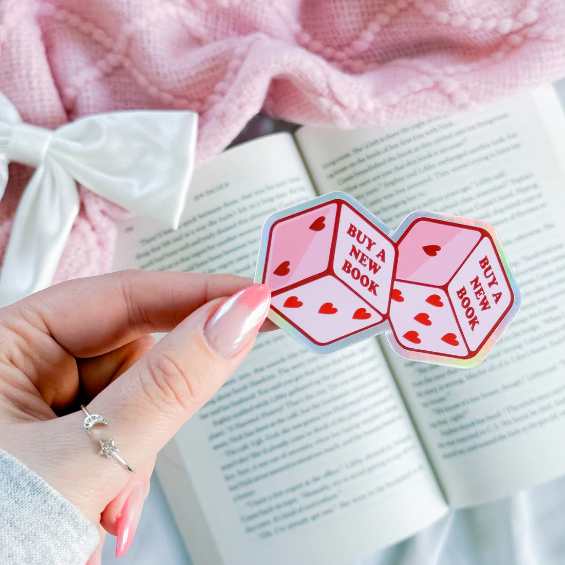 Buy Me A Book Dice Sticker