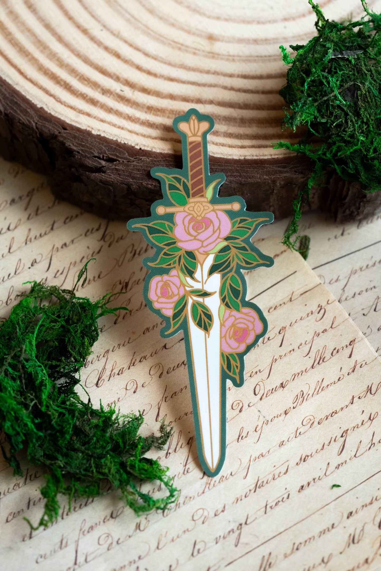 Gilded Floral Blade Sticker