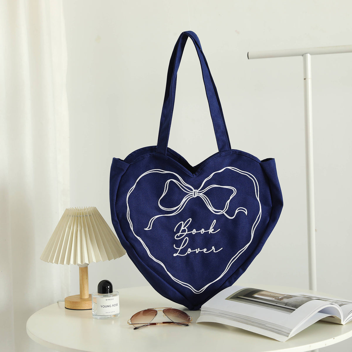 Book Lover Heart Shaped Tote Bag