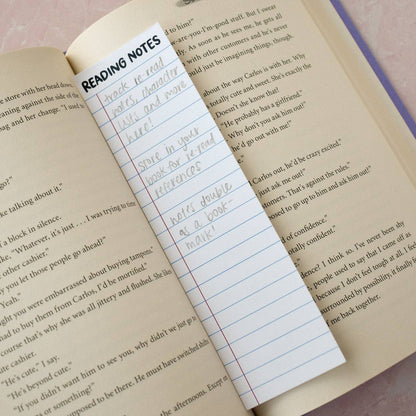 Reading Notes Bookmark Notepad