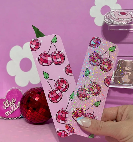 Disco Cherry Glitter Bookmark