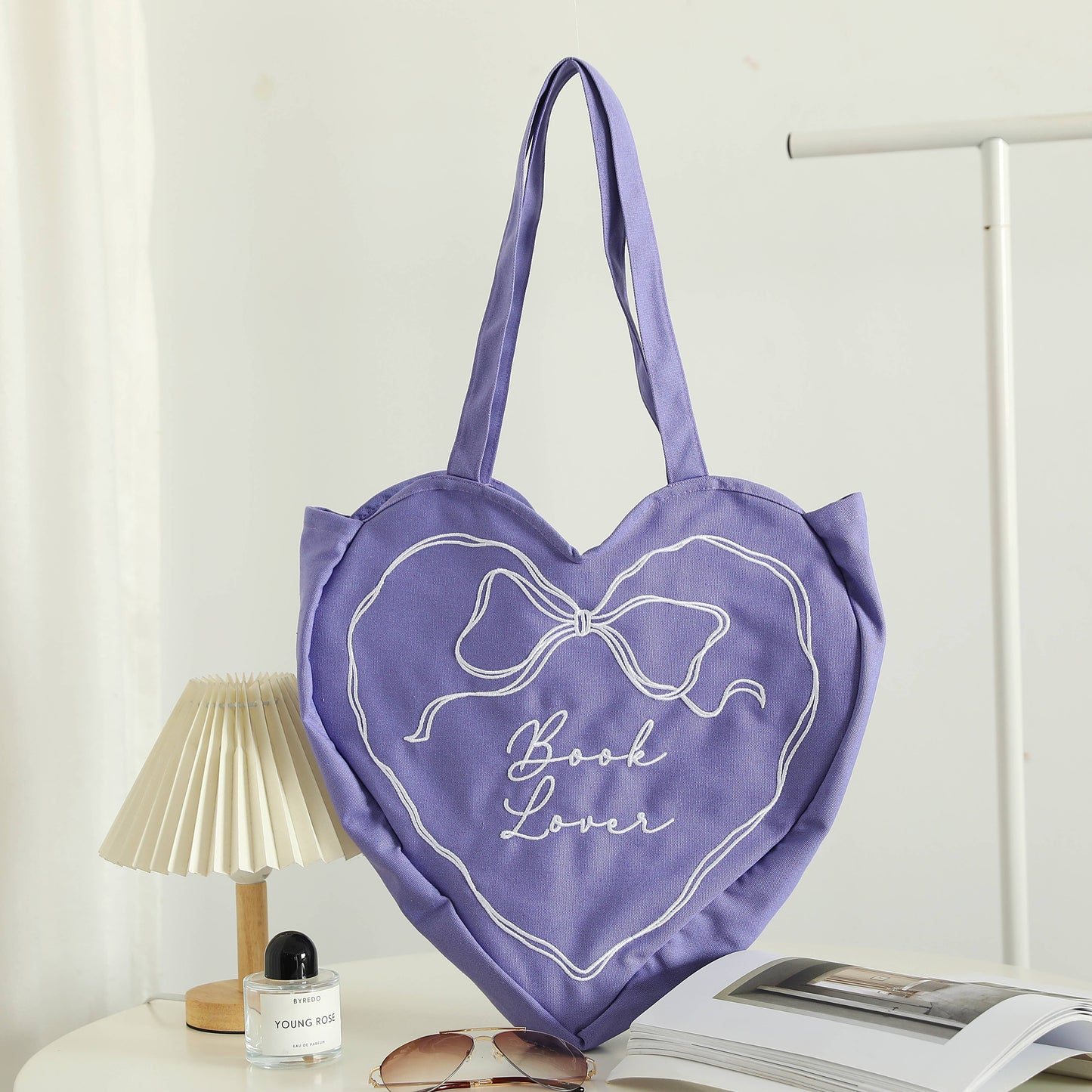 Book Lover Heart Shaped Tote Bag