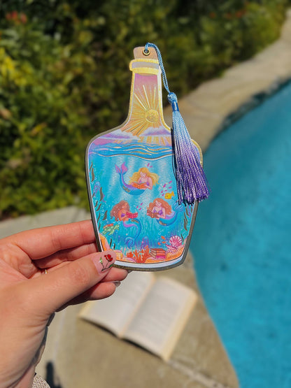 Mermaids Reading Gold Foil Bookmark