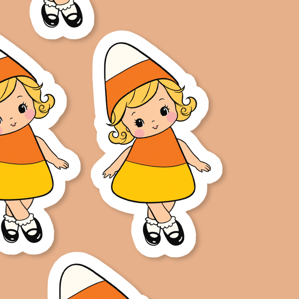 Candy Corn Girlie Glitter Sticker