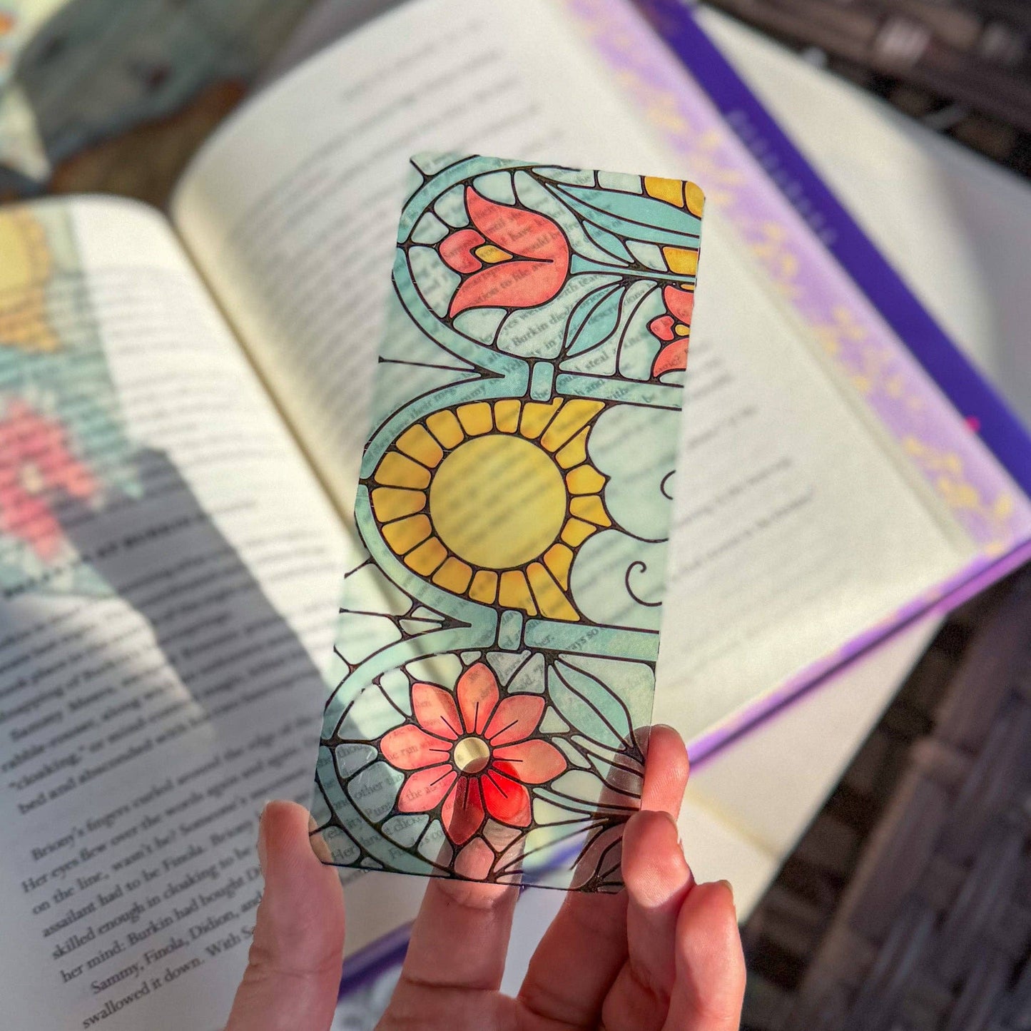 Floral Stained Glass Like Bookmark