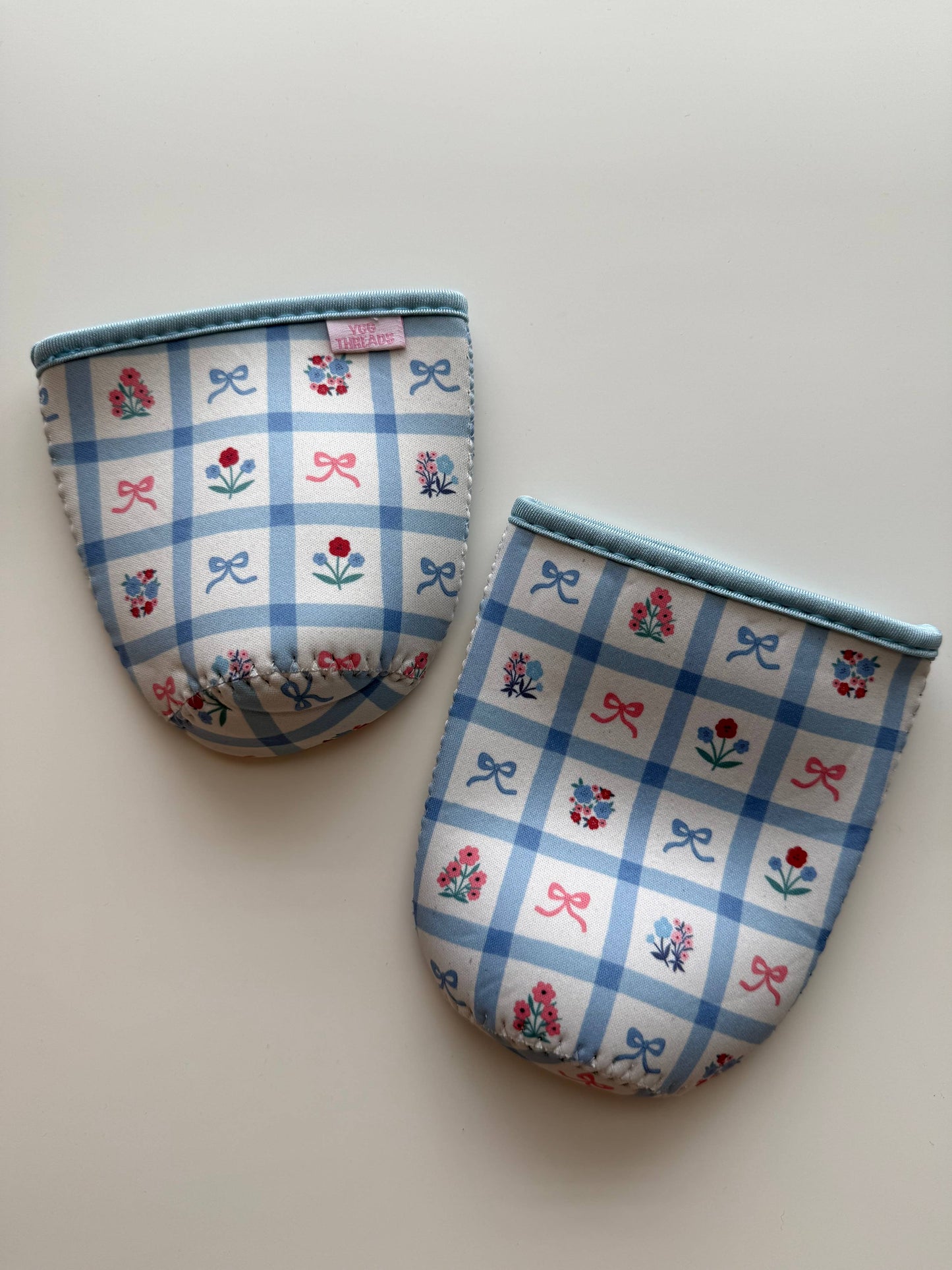 Blue Floral Gingham Drink Sleeve