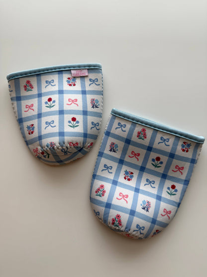 Blue Floral Gingham Drink Sleeve