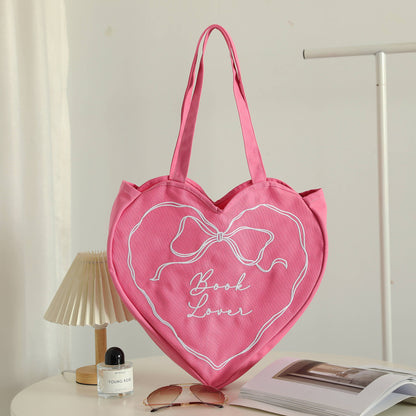 Book Lover Heart Shaped Tote Bag