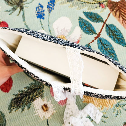 Dark Floral Romance Book Sleeve w/ Lace Ribbon