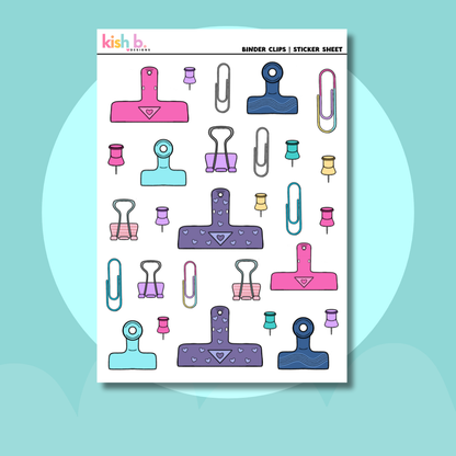 Binder Clips Sticker Sheet