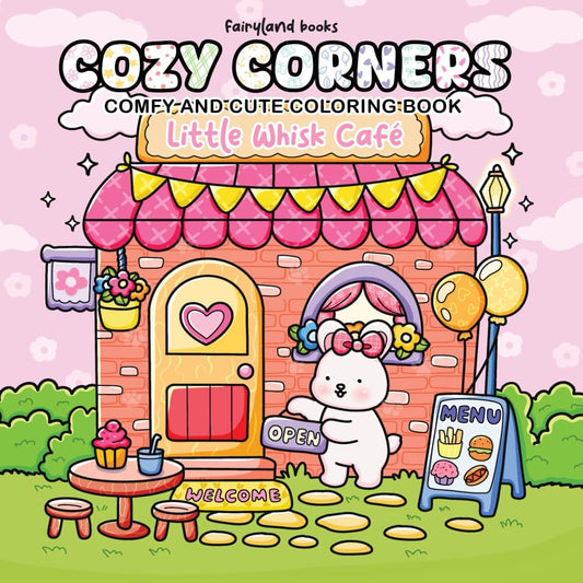 Cozy Corners: A Relaxing Coloring Book for Adults & Teens with Bold, Easy, and Comforting Little Spaces (Cute & Comfy Coloring) cover image