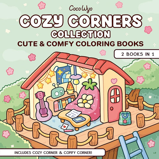 Cozy Corners Collection: 2 Books in 1! Coloring Book for Adults and Kids (Cozy Spaces Coloring) cover image
