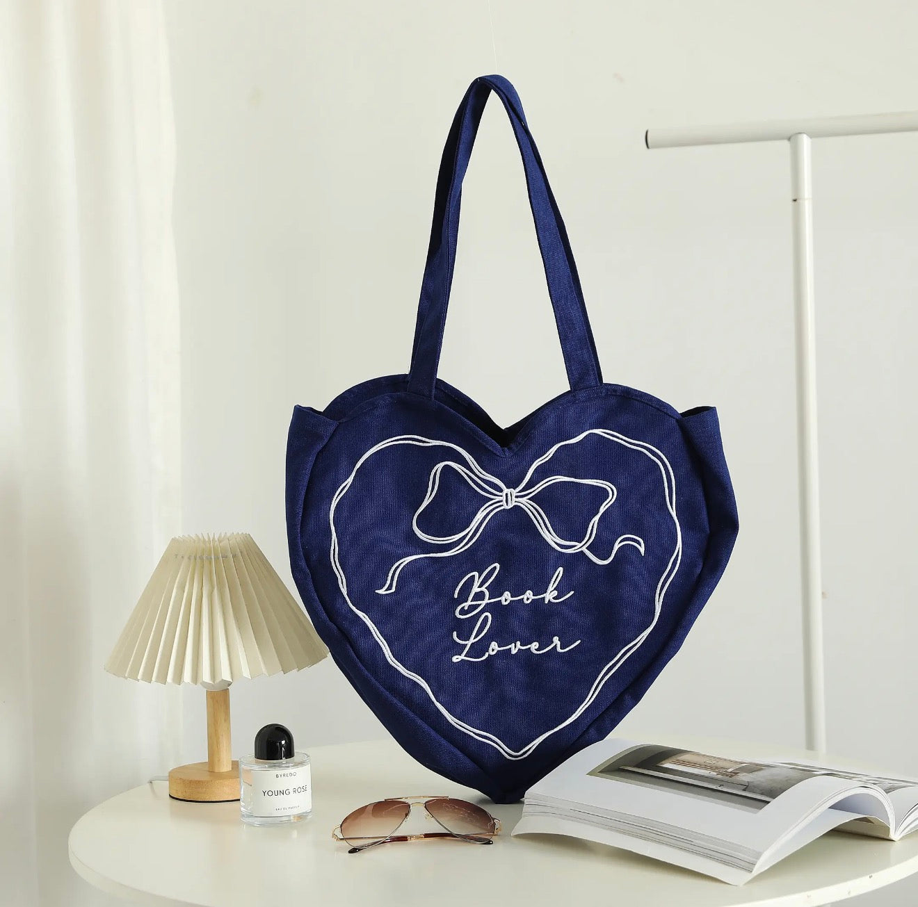 Book Lover Heart Shaped Tote Bag