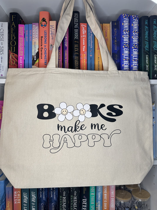 Books Make Me Happy Tote Bag