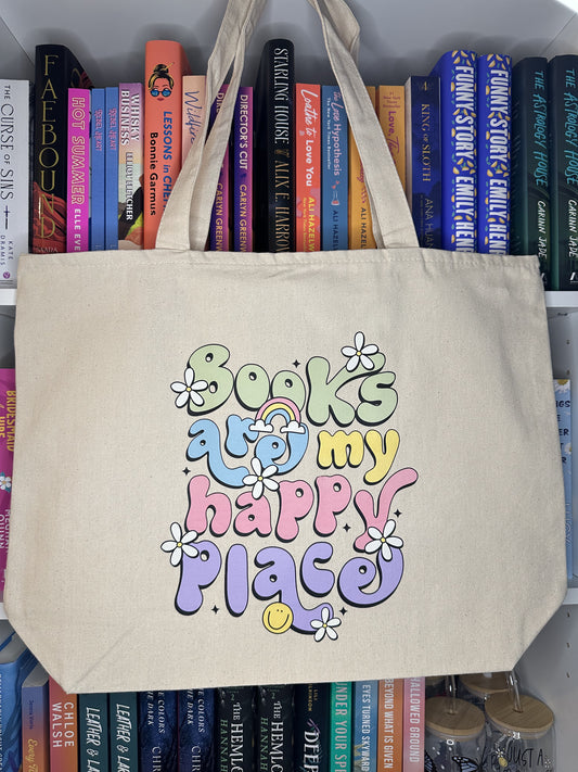 Books Are My Happy Place Tote Bag