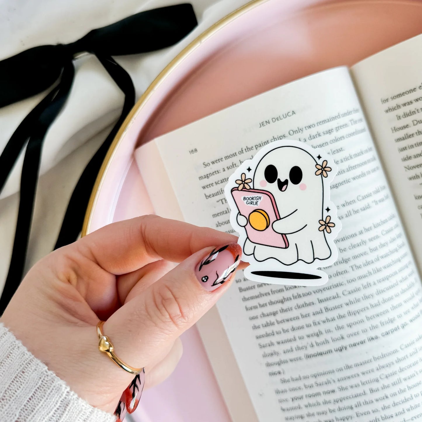 Bookish Ghost Girlie Sticker