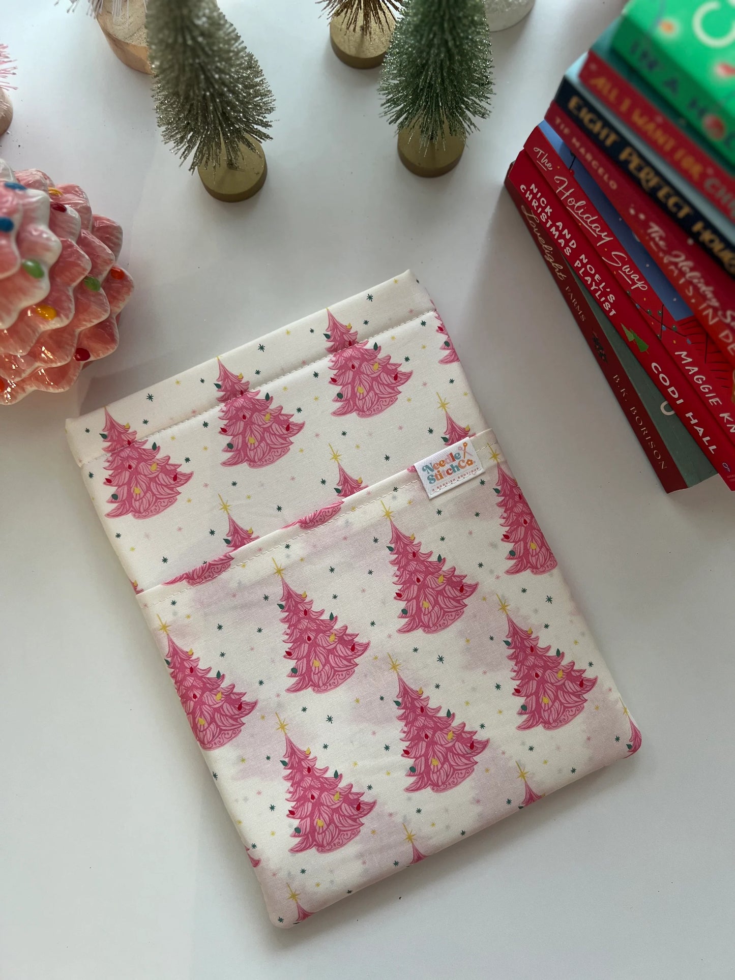 Pink Christmas Trees Book/Kindle Sleeve