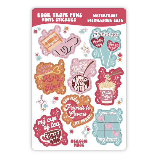 Book Trope Puns Sticker Sheet