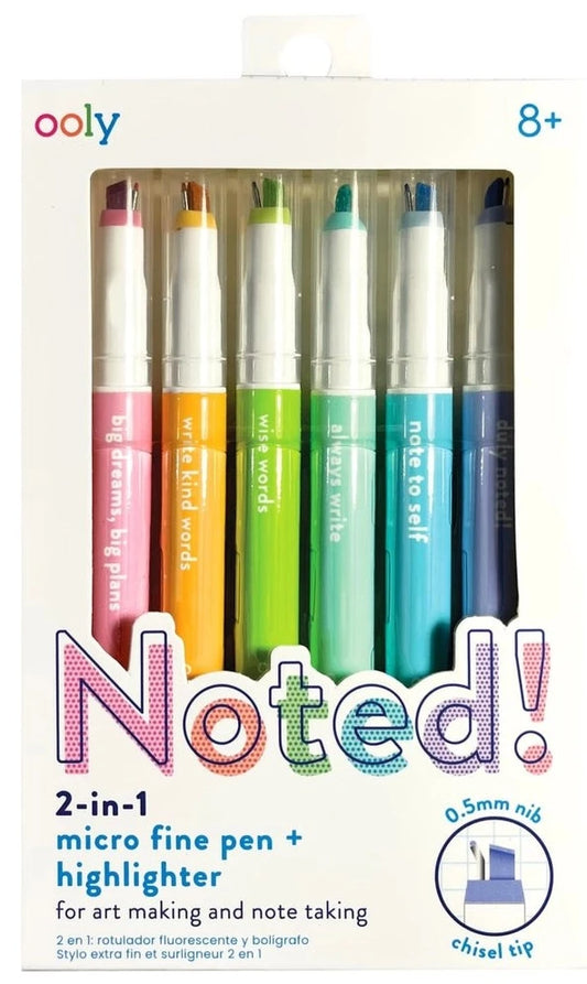 Fine Tip Pen & Highlighter 2 in 1 (Set of 6)