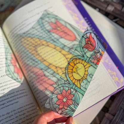 Floral Stained Glass Like Bookmark