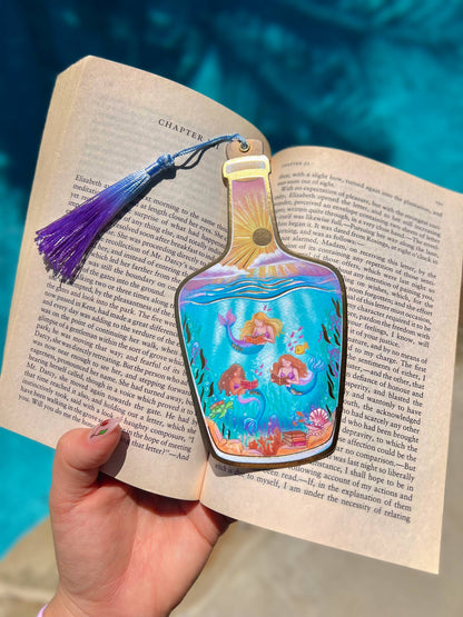 Mermaids Reading Gold Foil Bookmark