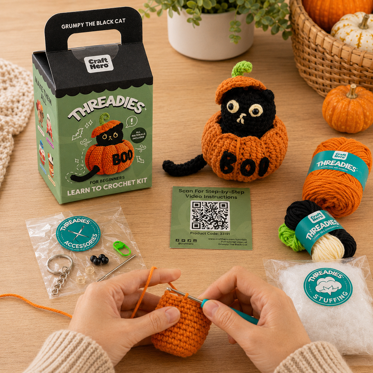 Pumpkin Grumpy Cat Crochet Kit