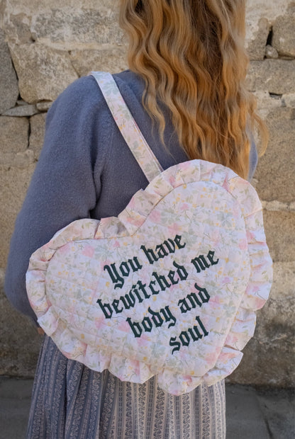 Bewitched Me - Quilted Heart Bag in Cream Florals