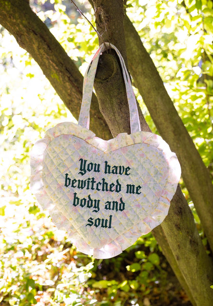Bewitched Me - Quilted Heart Bag in Cream Florals