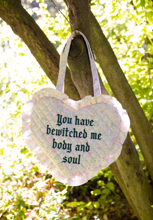 Bewitched Me - Quilted Heart Bag in Cream Florals