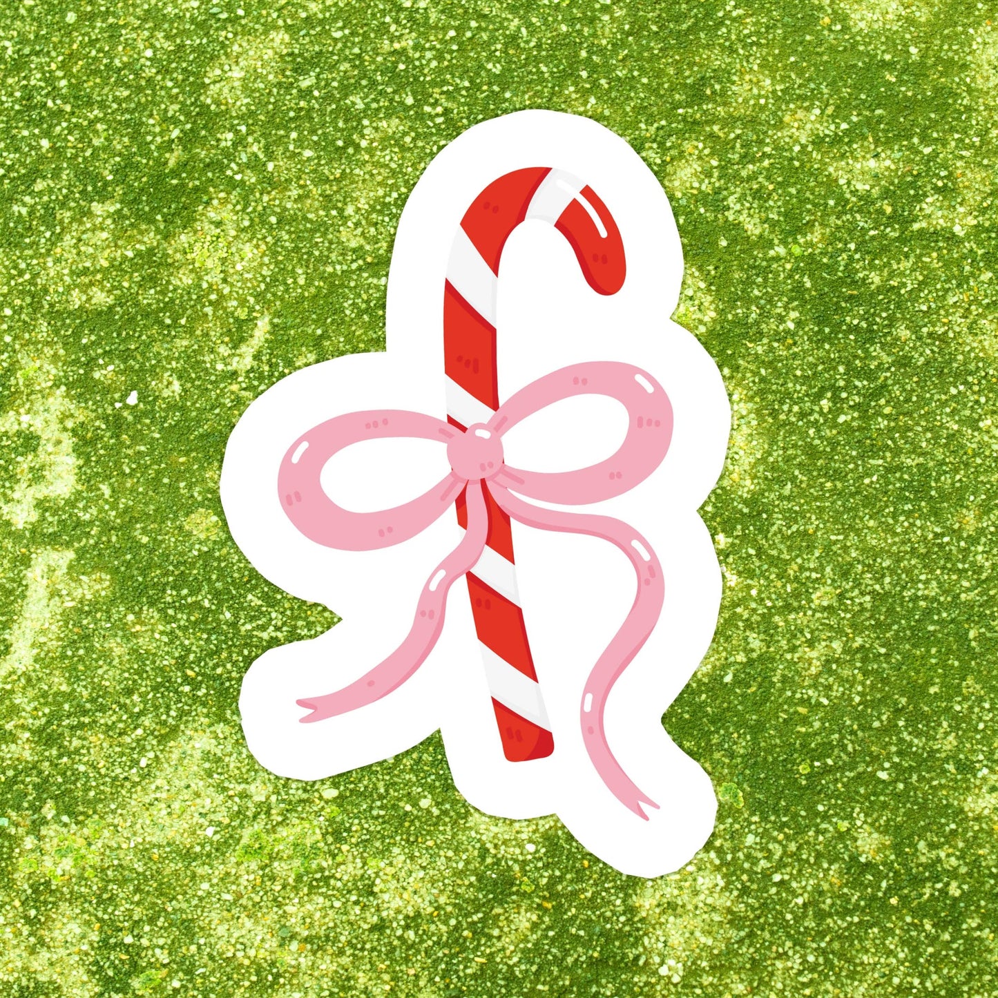 Candy Cane Bow Sticker