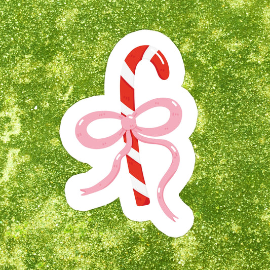 Candy Cane Bow Sticker